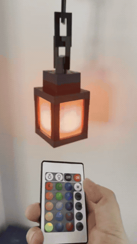 Color-changing pixel lantern demonstrated with a remote control